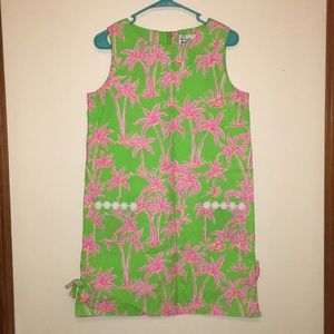 Lily Pulitzer tropical green & pink shift dress 8